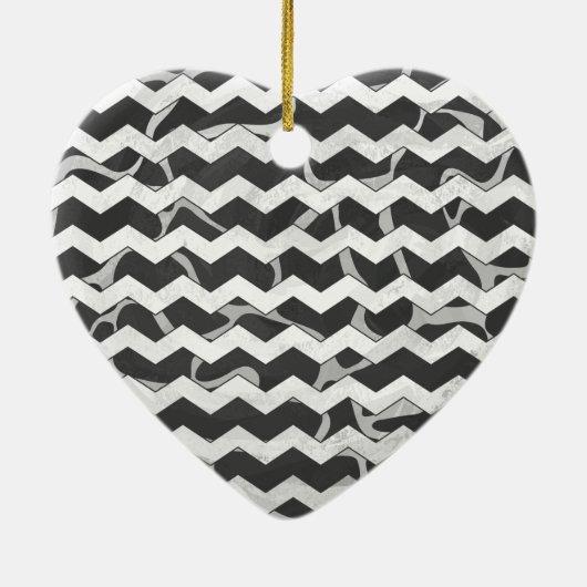 Giraffe Black en Gray Chevron Pattern Keramisch Ornament (Achterkant)