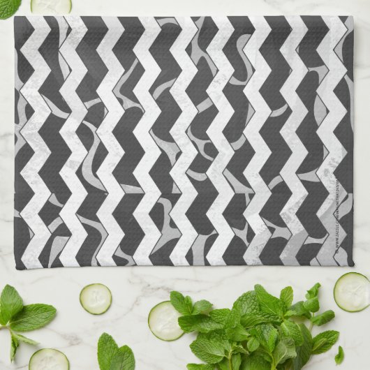 Giraffe Black en Gray Chevron Pattern Theedoek (Gevouwen)