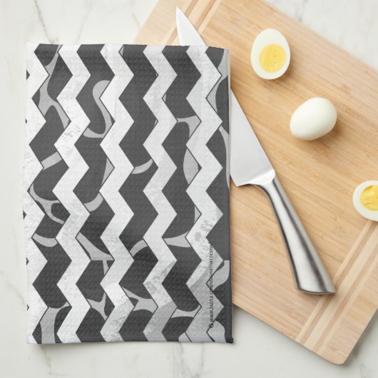 Giraffe Black en Gray Chevron Pattern Theedoek (Quarter Fold)