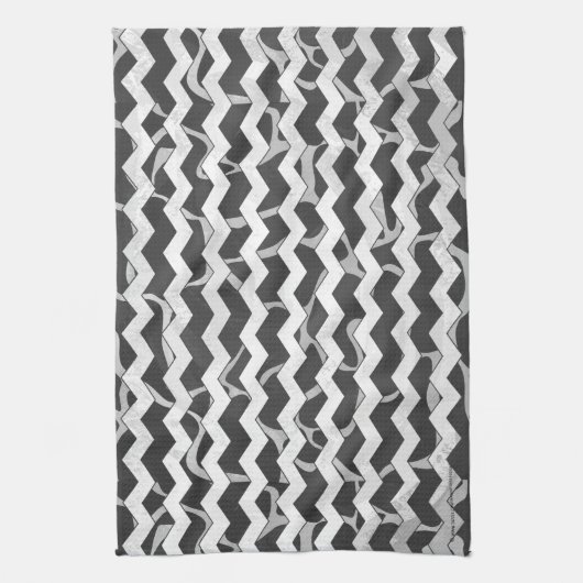 Giraffe Black en Gray Chevron Pattern Theedoek (Verticaal)