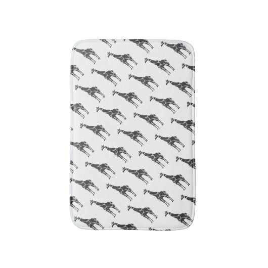 Giraffe Black en Grey Silhoutte Badmat (Voorkant Verticaal)