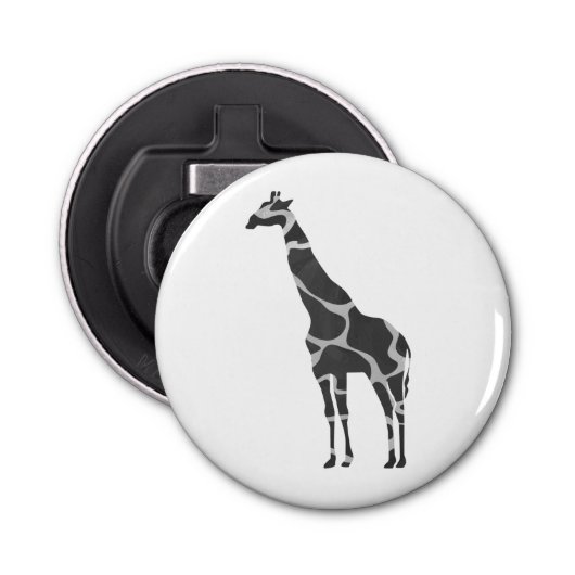 Giraffe Black en Grey Silhoutte Button Flesopener (Voorkant)