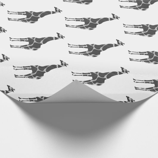 Giraffe Black en Grey Silhoutte Cadeaupapier (Hoek)