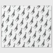 Giraffe Black en Grey Silhoutte Cadeaupapier (Vlak)