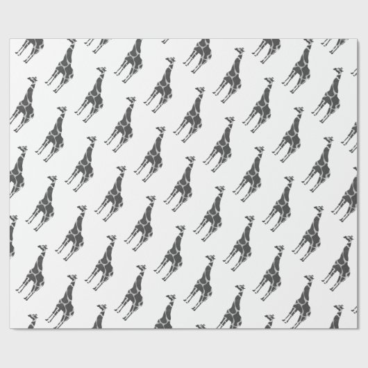 Giraffe Black en Grey Silhoutte Cadeaupapier (Vlak)