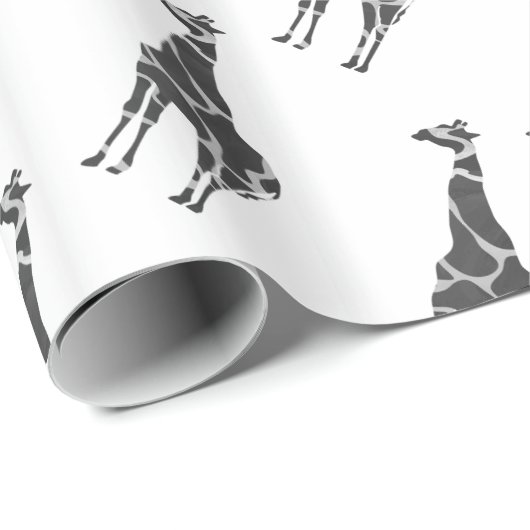 Giraffe Black en Grey Silhoutte Cadeaupapier (Rol Hoek)
