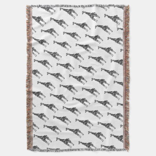 Giraffe Black en Grey Silhoutte Deken (Voorkant Verticaal)