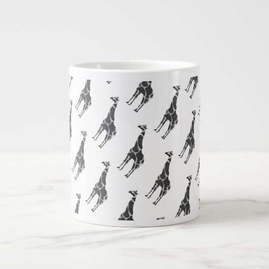 Giraffe Black en Grey Silhoutte Grote Koffiekop (Voorkant)