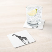 Giraffe Black en Grey Silhoutte Kartonnen Onderzetters (Insitu)