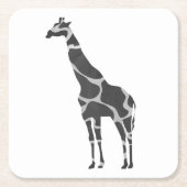 Giraffe Black en Grey Silhoutte Kartonnen Onderzetters (Voorkant)