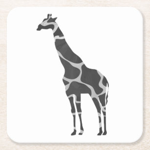 Giraffe Black en Grey Silhoutte Kartonnen Onderzetters