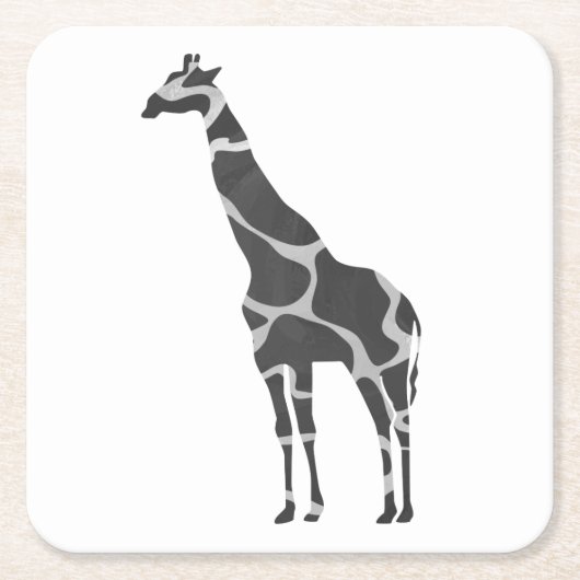Giraffe Black en Grey Silhoutte Kartonnen Onderzetters (Voorkant)