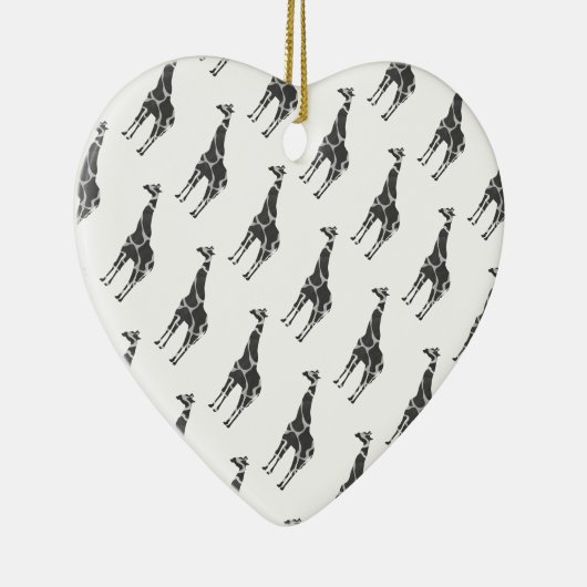 Giraffe Black en Grey Silhoutte Keramisch Ornament (Rechts)