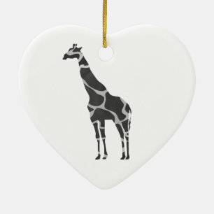 Giraffe Black en Grey Silhoutte Keramisch Ornament