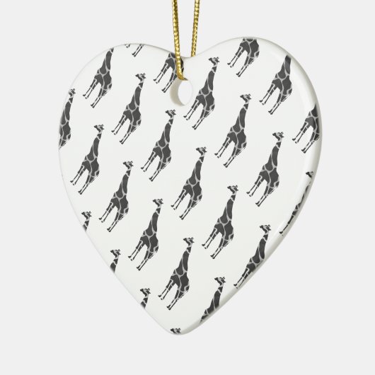 Giraffe Black en Grey Silhoutte Keramisch Ornament (Links)