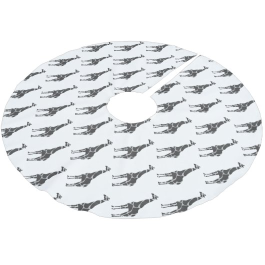Giraffe Black en Grey Silhoutte Kerstboom Rok (Gekanteld)