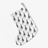 Giraffe Black en Grey Silhoutte Kleine Kerstsok (Achterkant (Hangend))