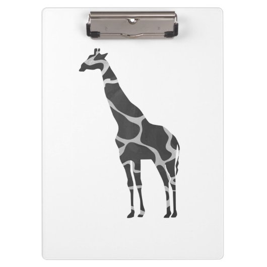 Giraffe Black en Grey Silhoutte Klembord (Voorkant)