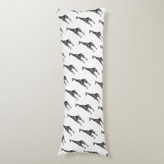 Giraffe Black en Grey Silhoutte Lichaamskussen (Voorkant Verticaal)