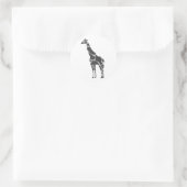 Giraffe Black en Grey Silhoutte Ronde Sticker (Tas)
