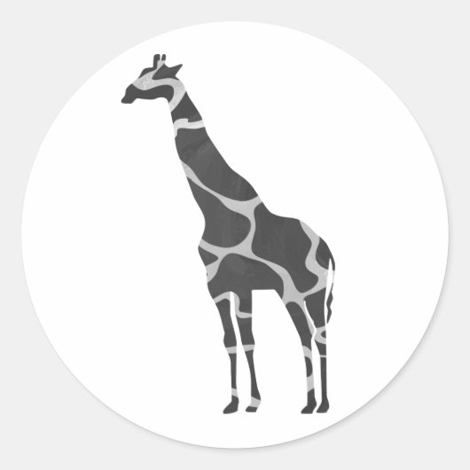 Giraffe Black en Grey Silhoutte Ronde Sticker (Voorkant)