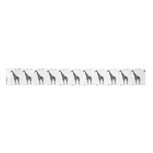Giraffe Black en Grey Silhoutte Satijnen Lint (Voorkant)