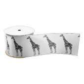 Giraffe Black en Grey Silhoutte Satijnen Lint (Spoel)