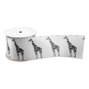 Giraffe Black en Grey Silhoutte Satijnen Lint