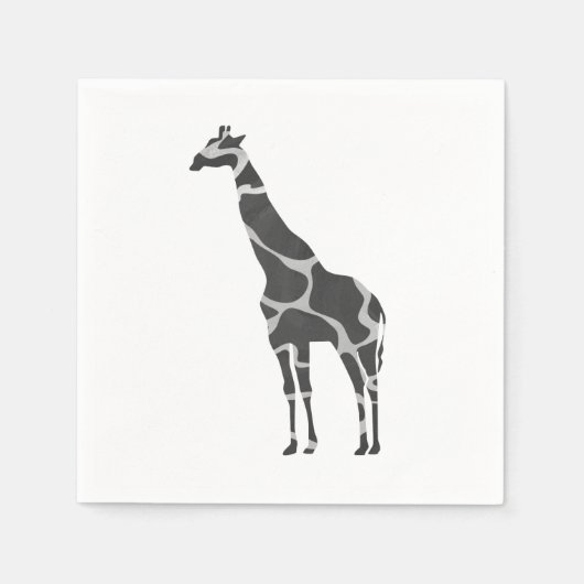 Giraffe Black en Grey Silhoutte Servet (Voorkant)