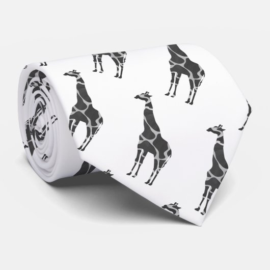 Giraffe Black en Grey Silhoutte Stropdas (Opgerold)