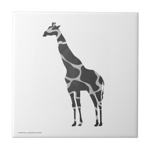 Giraffe Black en Grey Silhoutte Tegeltje (Voorkant)