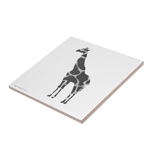 Giraffe Black en Grey Silhoutte Tegeltje (Zijkant)