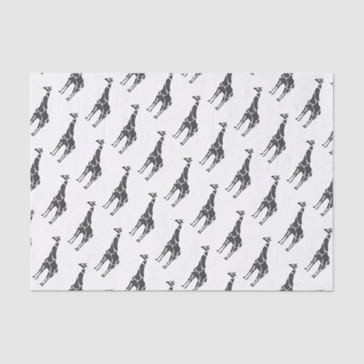 Giraffe Black en Grey Silhoutte Tissuepapier (Voorkant)
