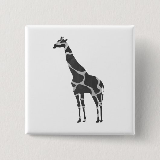 Giraffe Black en Grey Silhoutte Vierkante Button 5,1 Cm (Voorkant)