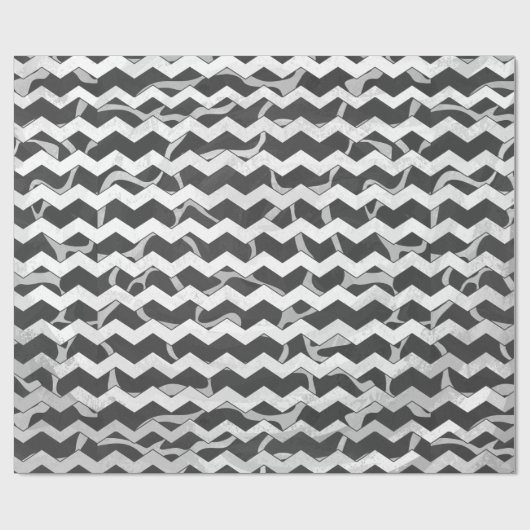 Giraffe Black, Light Grey Chevron Cadeaupapier (Vlak)