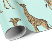 Giraffe Blauw en Goud Cadeaupapier (Rol Hoek)