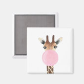 Giraffe blazen bubblegum magneet (Voorkant / Achterkant)