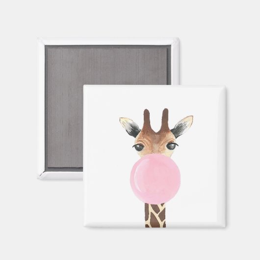 Giraffe blazen bubblegum magneet (Voorkant / Achterkant)