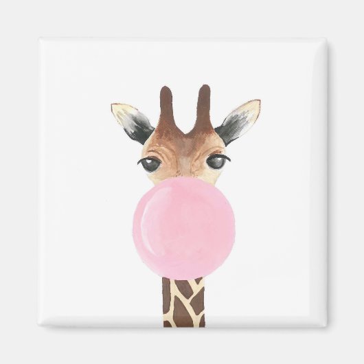 Giraffe blazen bubblegum magneet (Voorkant)