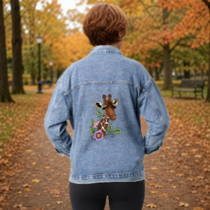Giraffe Bloemen Geel Schattig Wilde Dieren Denim Jacket