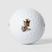 Giraffe Bloemen Geel Schattig Wilde Dieren Golfballen (Voorkant)