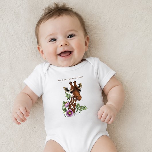 Giraffe Bloemen Geel Schattig Wilde Dieren Romper