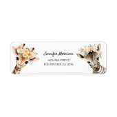 Giraffe Bloemen Meisje 2e Verjaardag Retouradres Etiket (Voorkant)