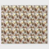  Giraffe Bloemen Waterverf Cadeaupapier (Vlak)