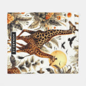 Giraffe Bloemen Waterverf Fleece Deken (Voorkant (Horizontaal))