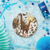  Giraffe Bloemen Waterverf Papieren Bordje (Feest)