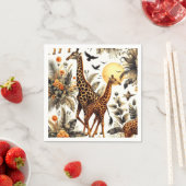 Giraffe Bloemen Waterverf Servet (Insitu)