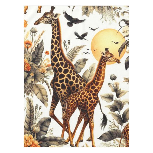Giraffe Bloemen Waterverf Tafelkleed (Voorkant)