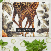  Giraffe Bloemen Waterverf Theedoek (Gevouwen)