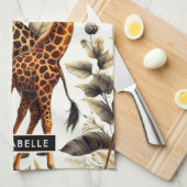  Giraffe Bloemen Waterverf Theedoek (Quarter Fold)